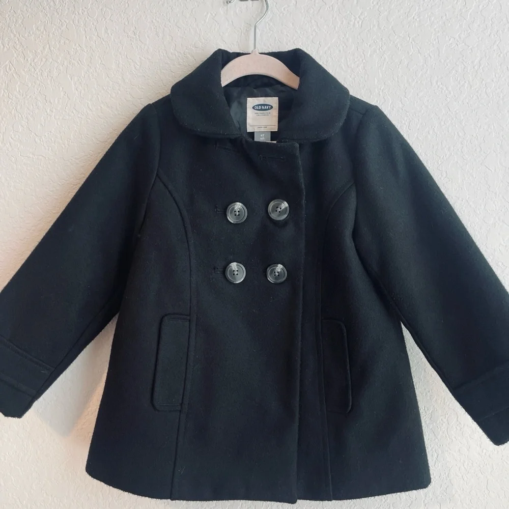 Old Navy Black Double-Breasted Girls Peacoat